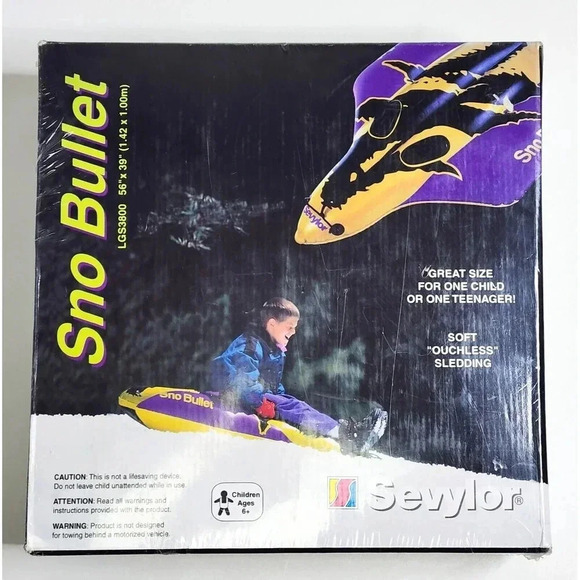 NEW Vintage 90’s Sevylor Sno Bullet 56” Inflatable Snow Sled Tube Pool Float - Picture 3 of 8